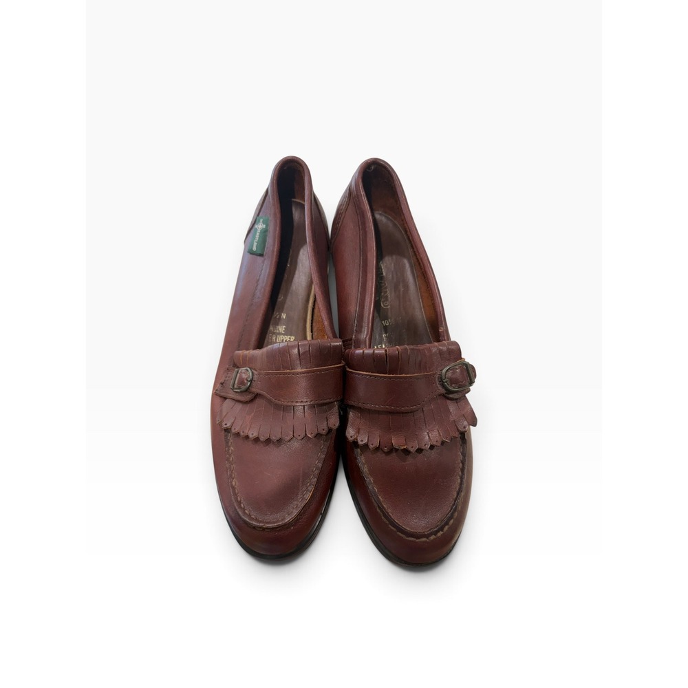 Vintage Eastland Brown Leather Kiltie Fringe Loafers Boho Rustic Earthy 10.5N